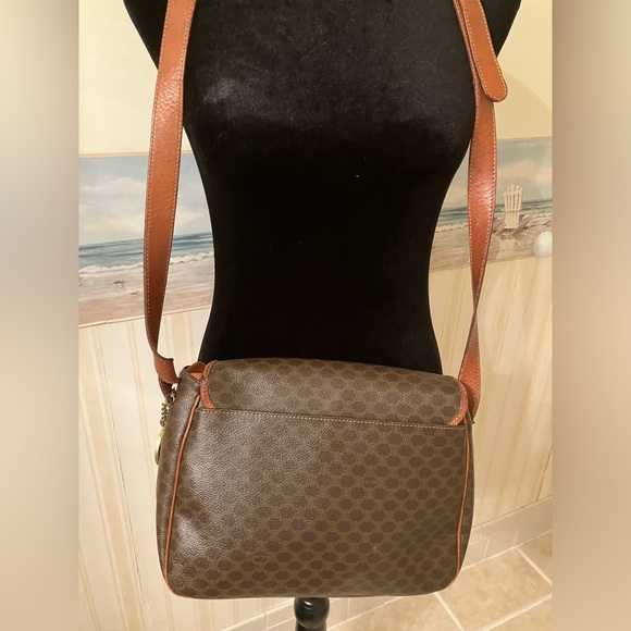 CELINE MACADAM CROSSBODY BAG ADJUSTABLE STRAP MADE IN ITALY Measures 10 X 7.5 in - Picture 2 of 16